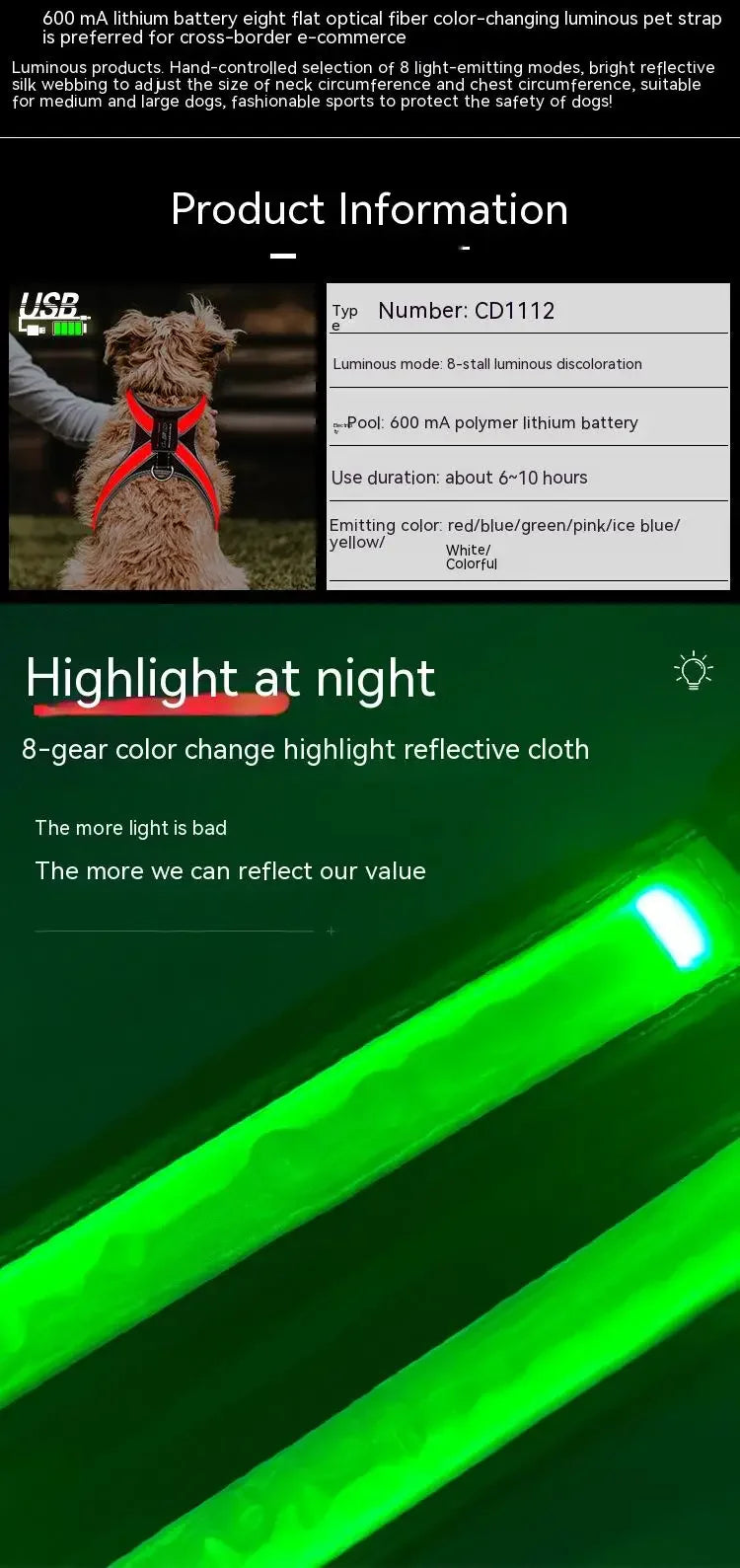 harnais anti traction chien - Led